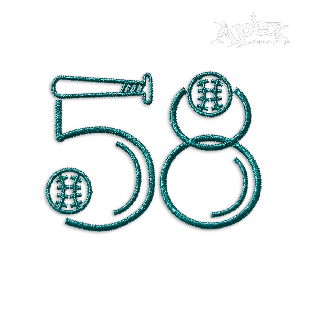 Baseball Softball Embroidery Font by Apex Design