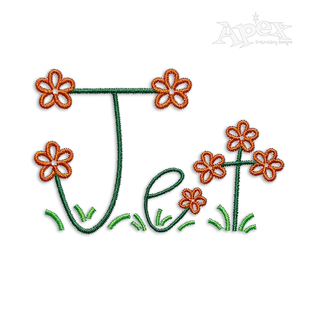 Daisy with Grass Machine Embroidery Font by Apex Designs