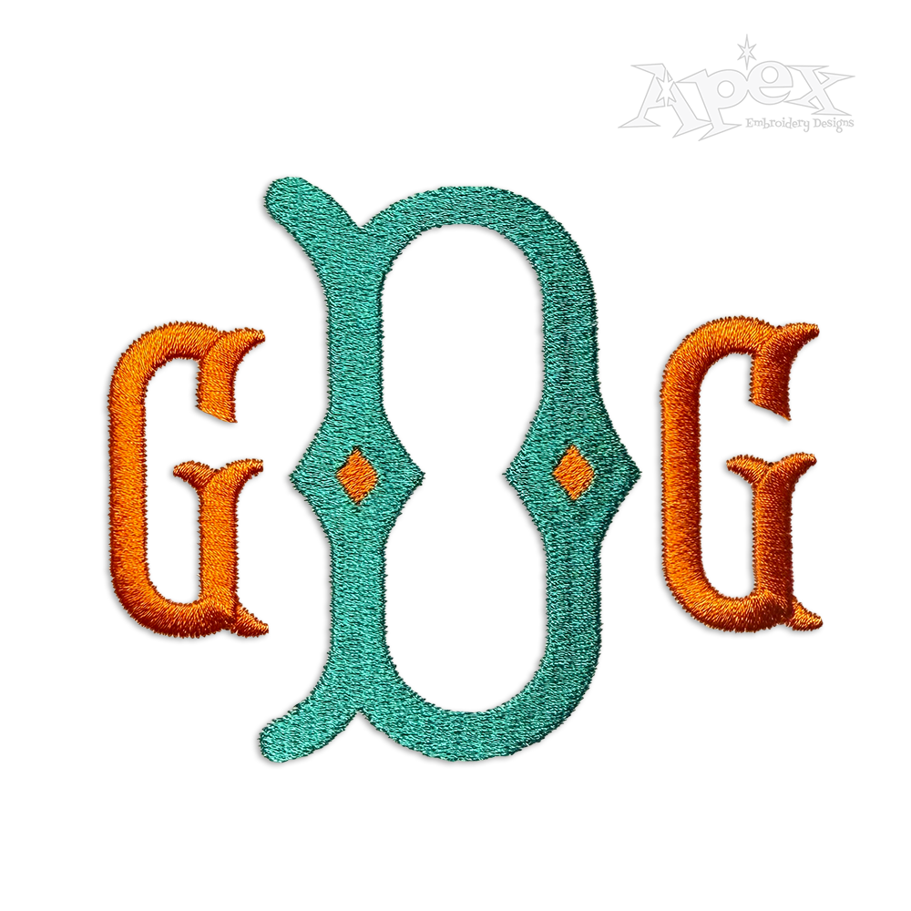 Diamond Fishtail Monogram Machine Embroidery Font - Apex Designs