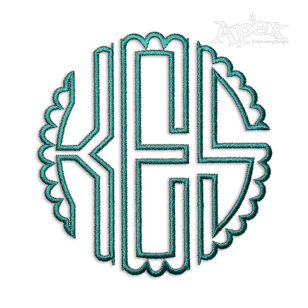 Scallop Circle Monogram Applique Machine Embroidery Font