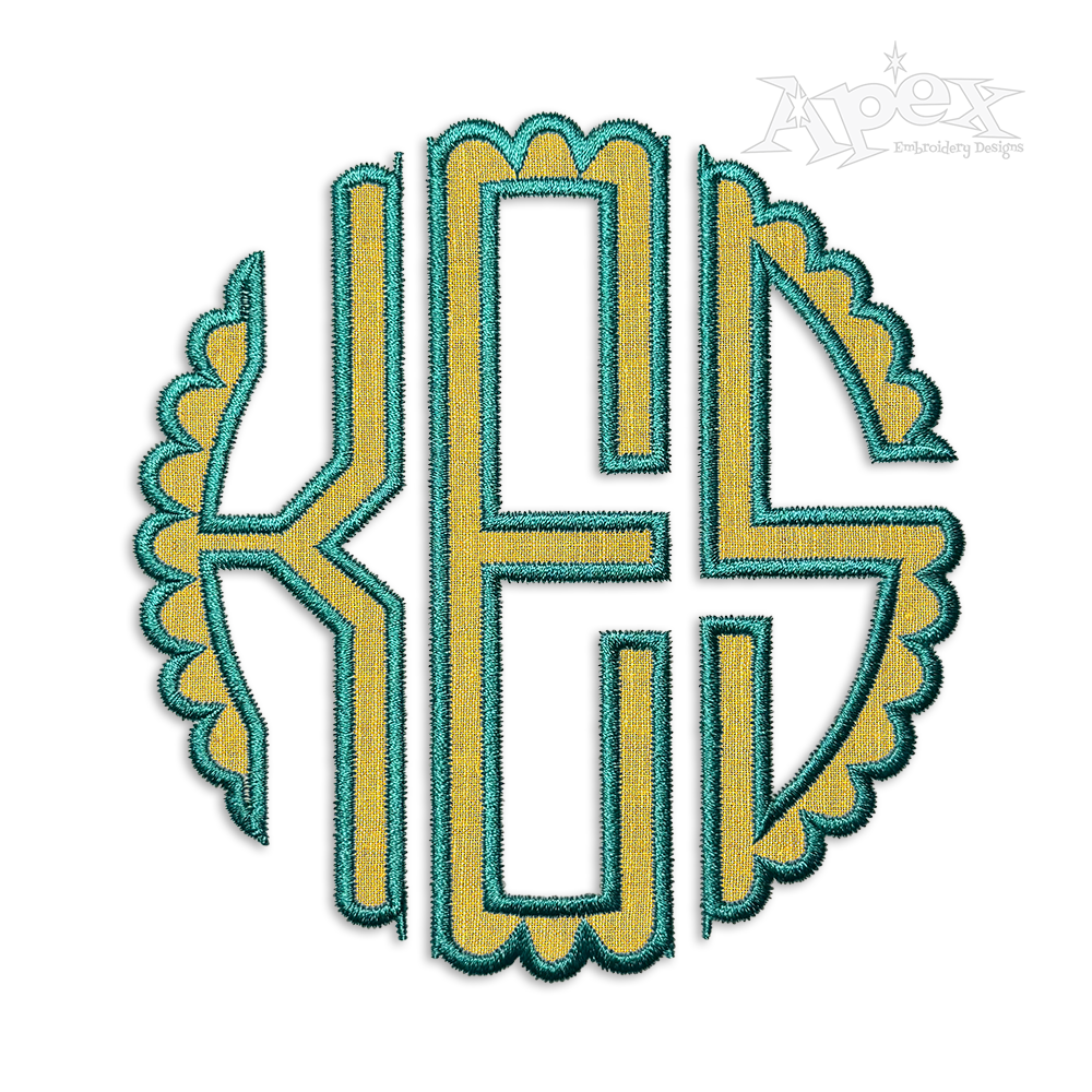Scallop Circle Monogram Applique Machine Embroidery Font Designs Art