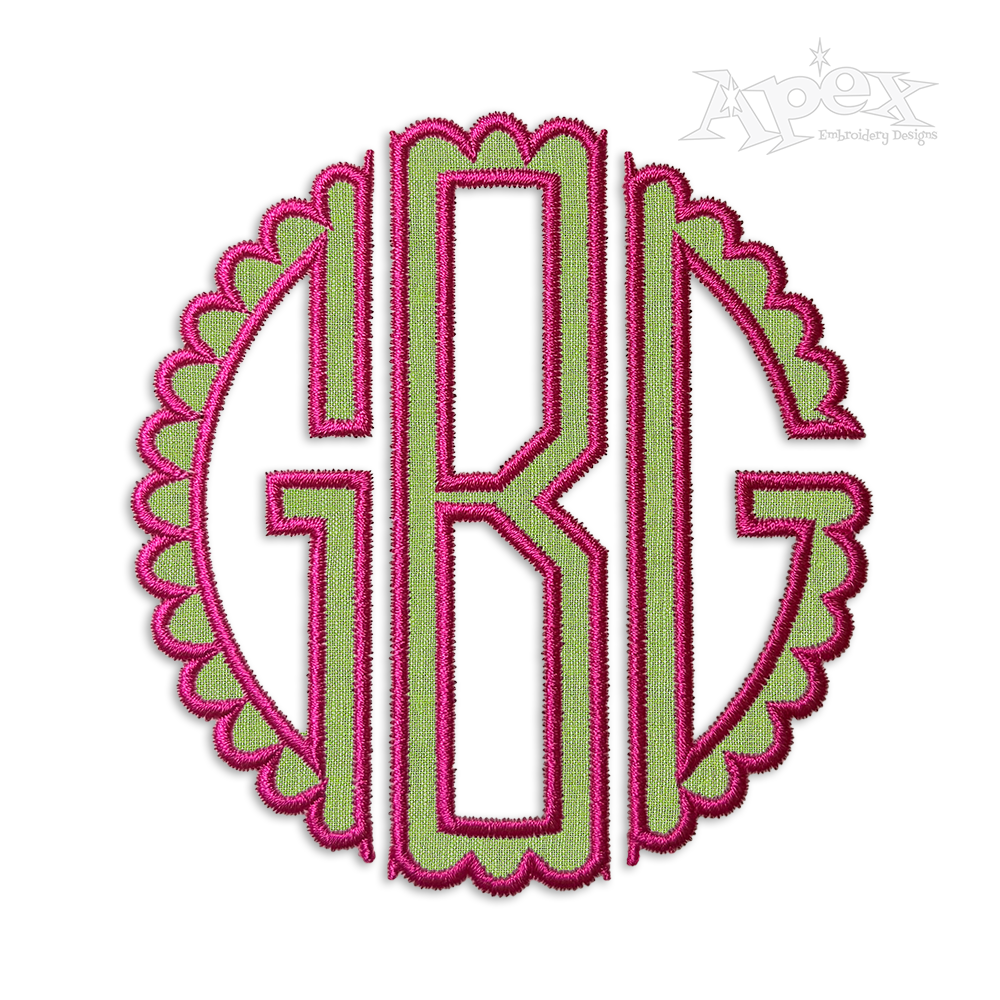 Scallop Circle Monogram Applique Machine Embroidery Font Designs