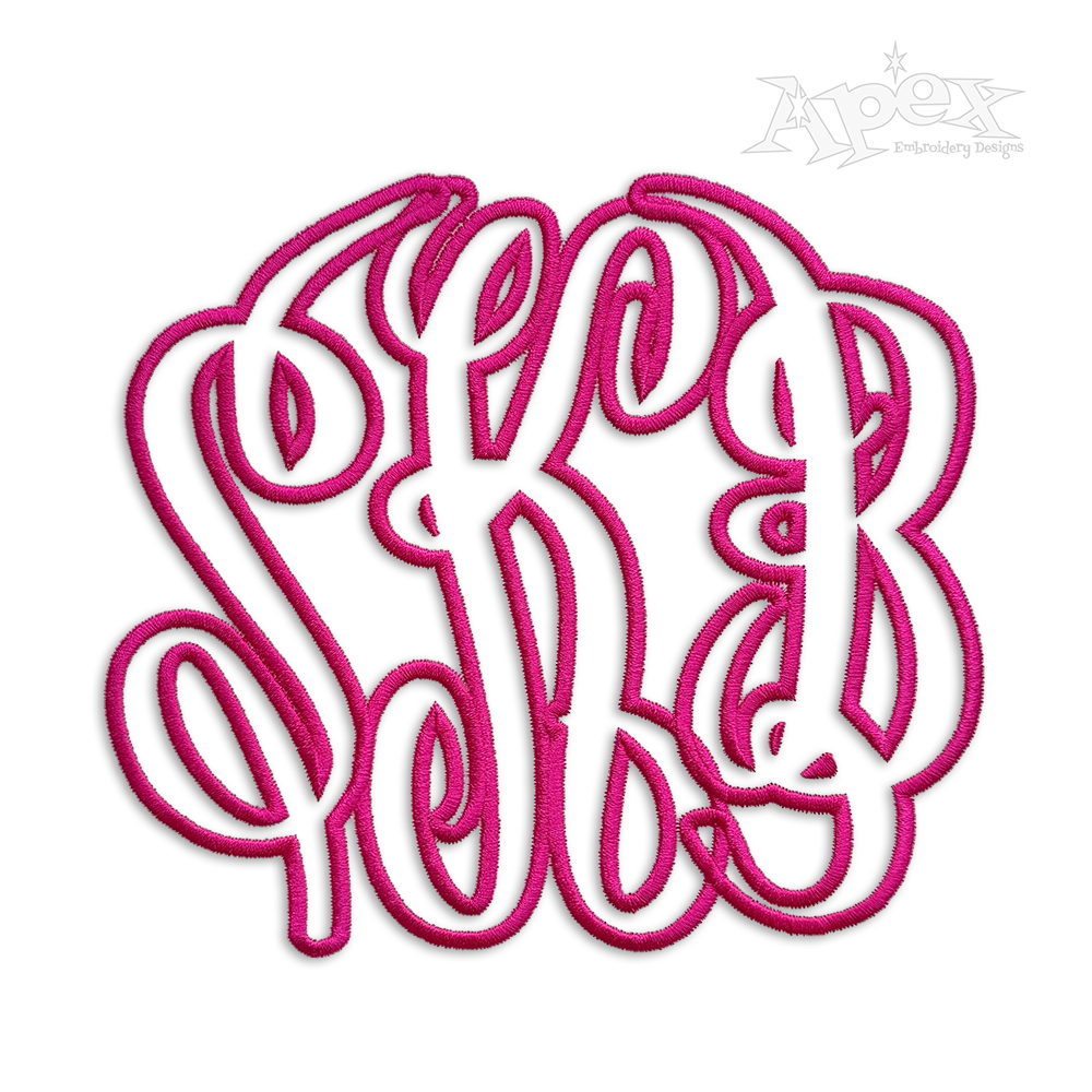 Bold Curlz Circle Monogram Applique Embroidery Font Apex