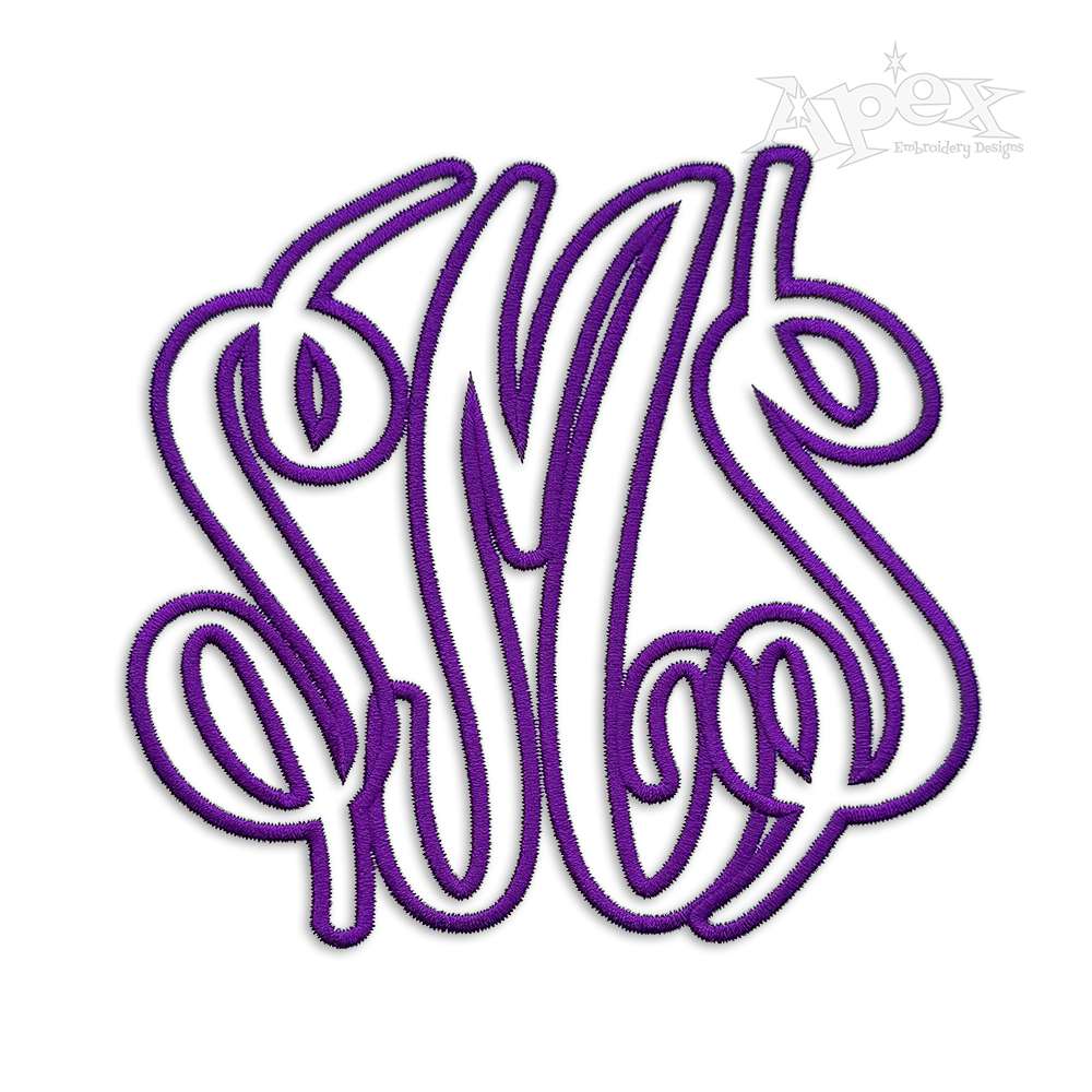 Bold Curlz Circle Monogram Applique Embroidery Font Apex Designs