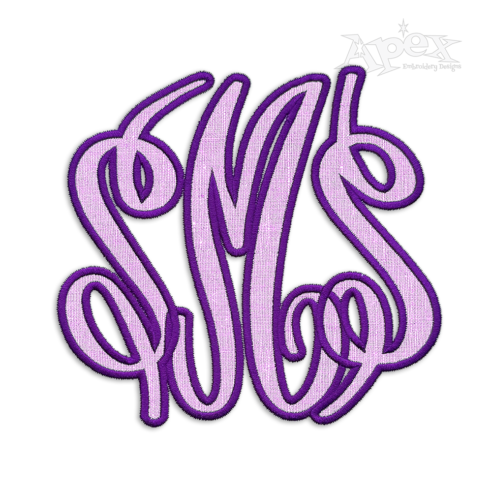 Bold Curlz Circle Monogram Applique Embroidery Font Apex Designs Art