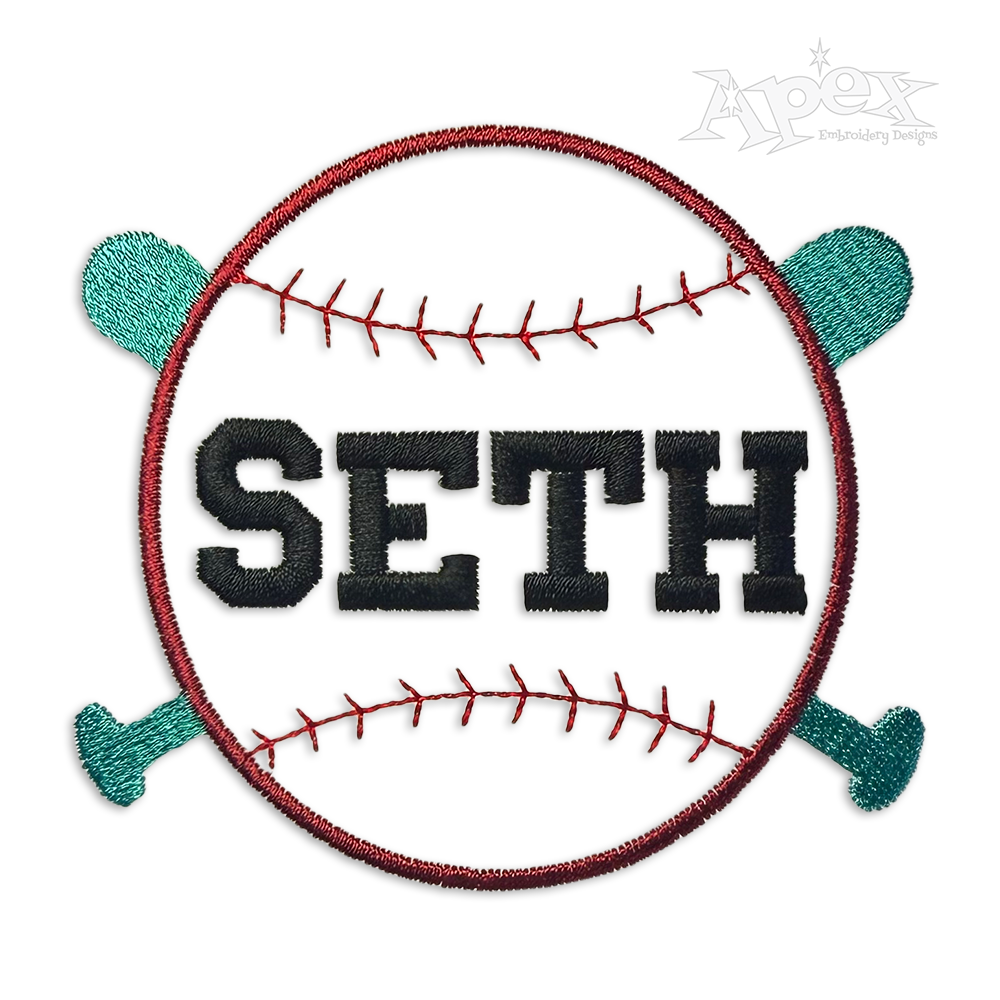Baseball Frame & Machine Embroidery Font by Apex