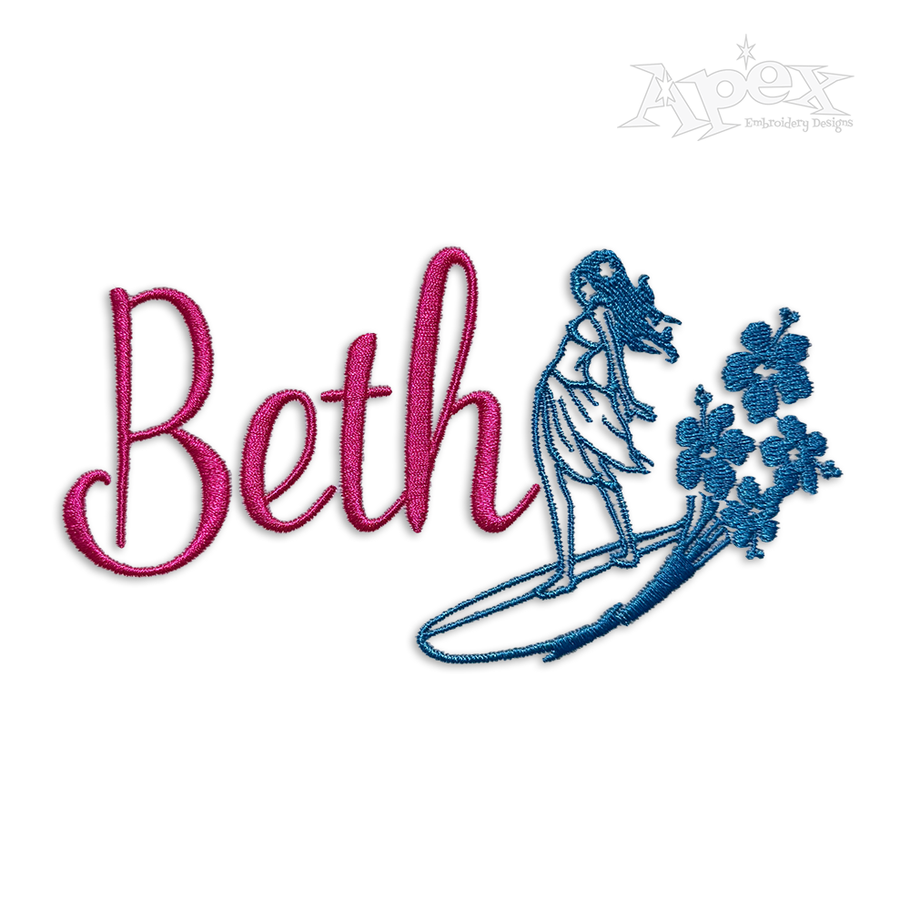Surfer Ocean Beach Girl Machine Embroidery Designs