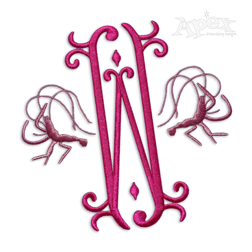 Shrimp Silhouette Machine Embroidery Design by Apex