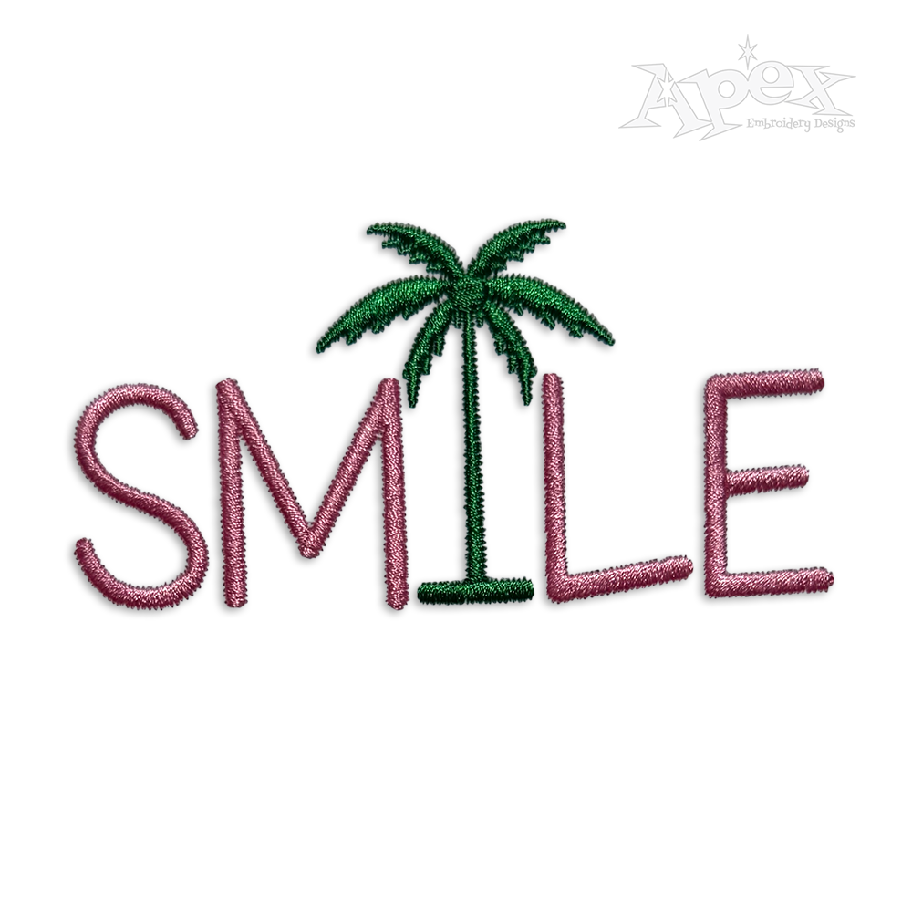 Smile Coconut Palm Tree Machine Embroidery Design
