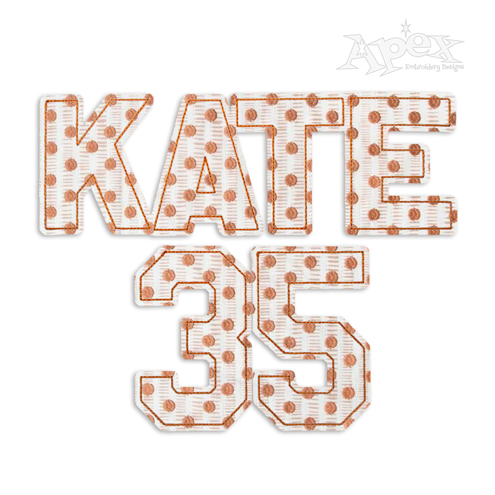 Large Block Applique Distress Machine Embroidery Font - Apex