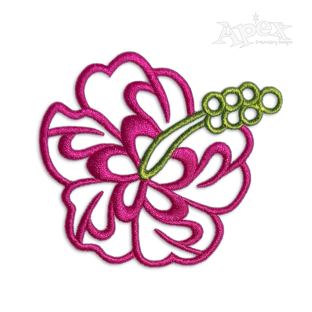 Hibiscus Flower Applique Machine Design by Apex