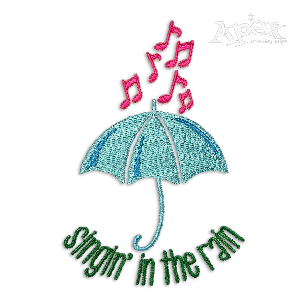 Singin' in the Rain Umbrella Machine Embroidery Design by Apex
