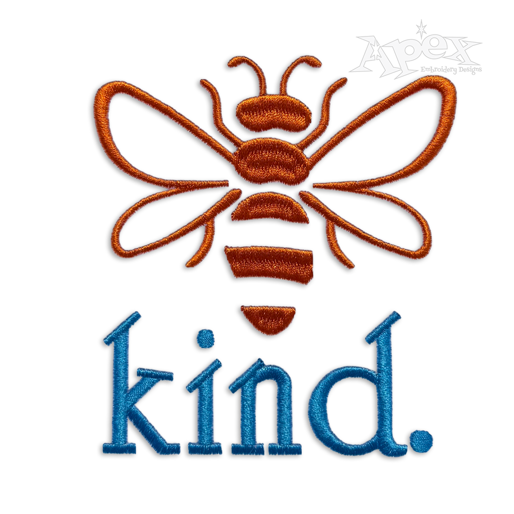 Bee Kind Outline Machine Embroidery Design - Apex