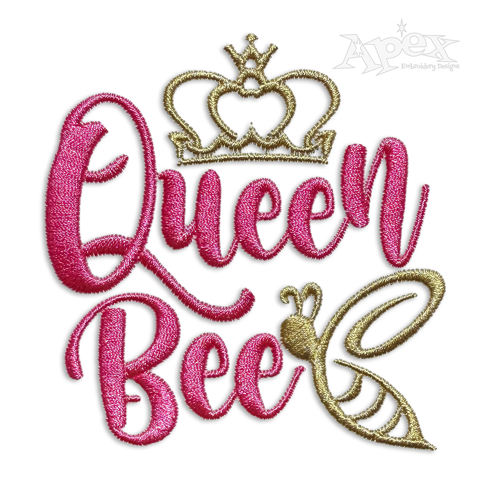 Queen Bee Cute Machine Embroidery Design by Apex