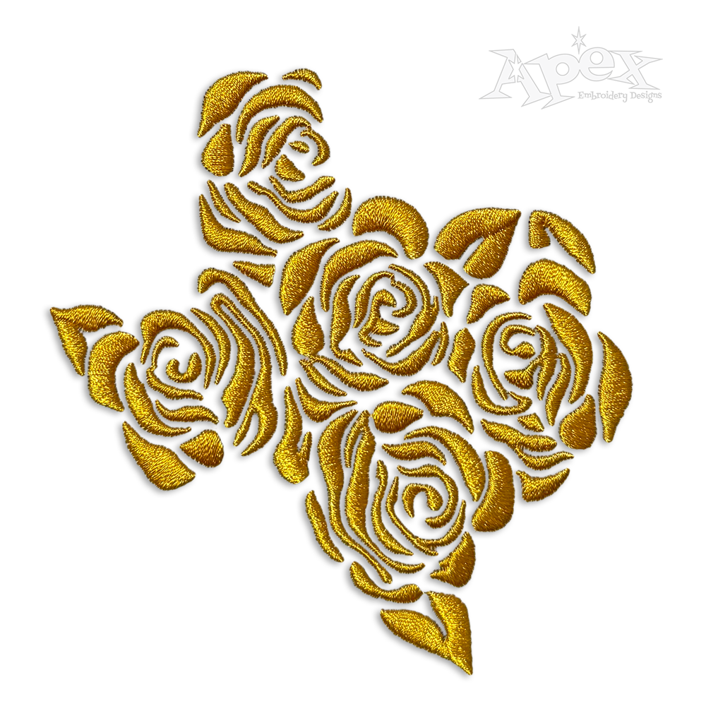 Yellow Rose of Texas State Flower Machine Embroidery Design