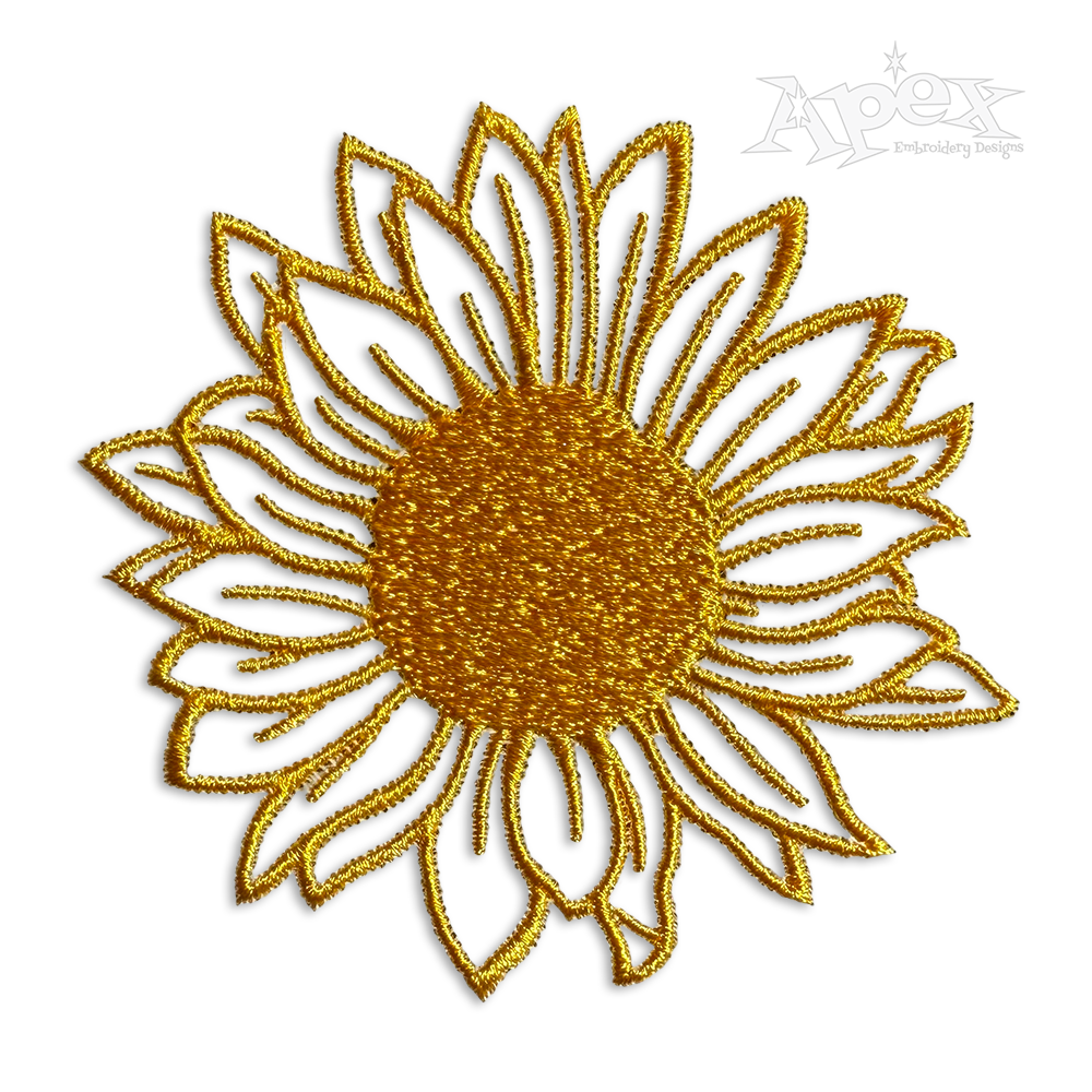 Sunflower Outline Machine Embroidery Design