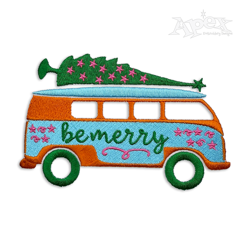 Be Merry Christmas Van Machine Embroidery Design
