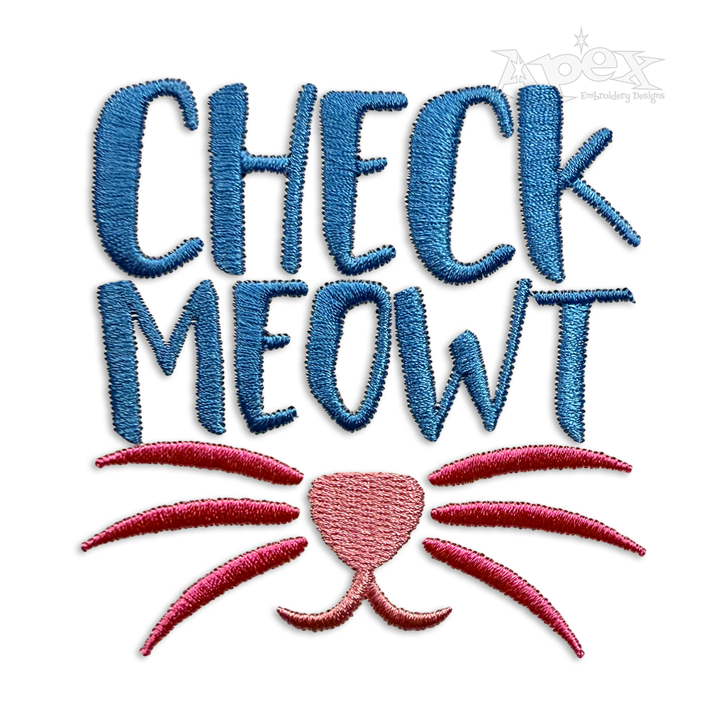 Check Meowt Cat Embroidery Designs