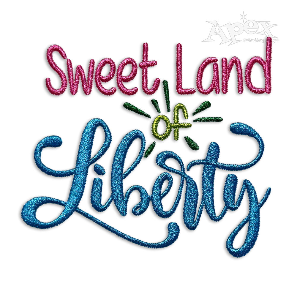 America United States Sweet Land of Liberty Machine Embroidery Design