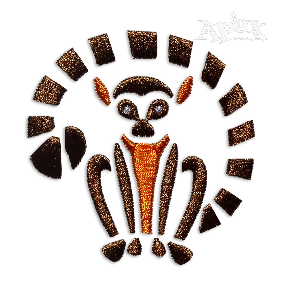 Lemur Monkey Machine Embroidery Design by Apex