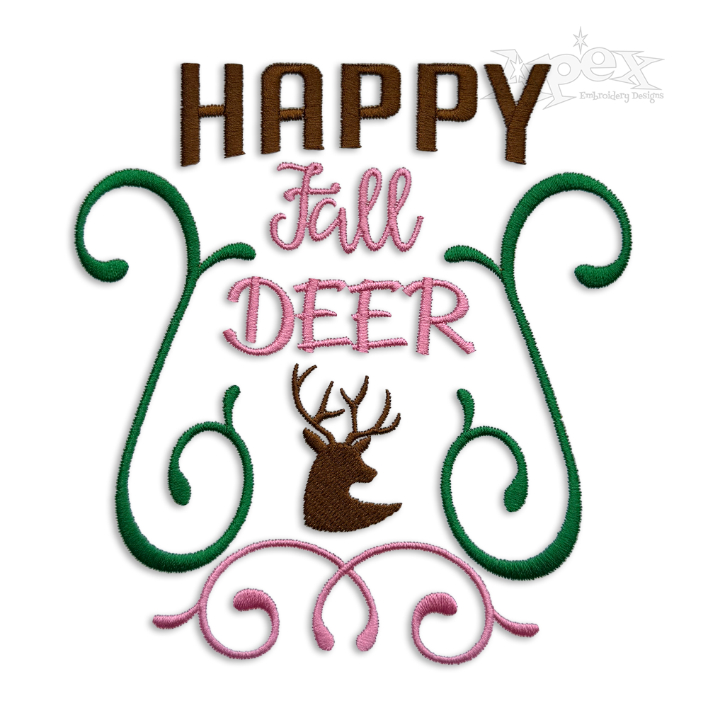 Happy Fall Deer Autumn Machine Embroidery Designs
