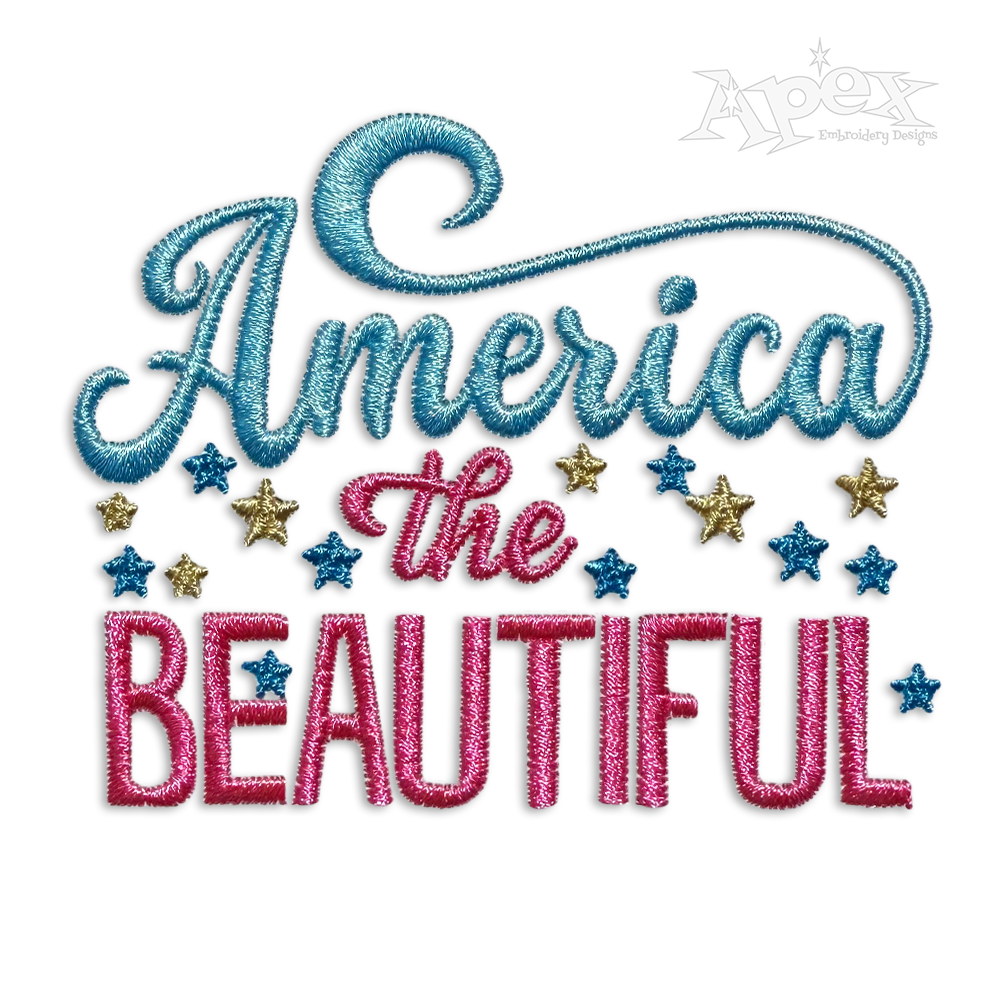 America The Beautiful Land that I Love Embroidery by Apex Letters