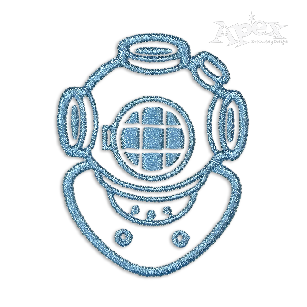 Scuba Diving Helmet Machine Embroidery Design by Apex