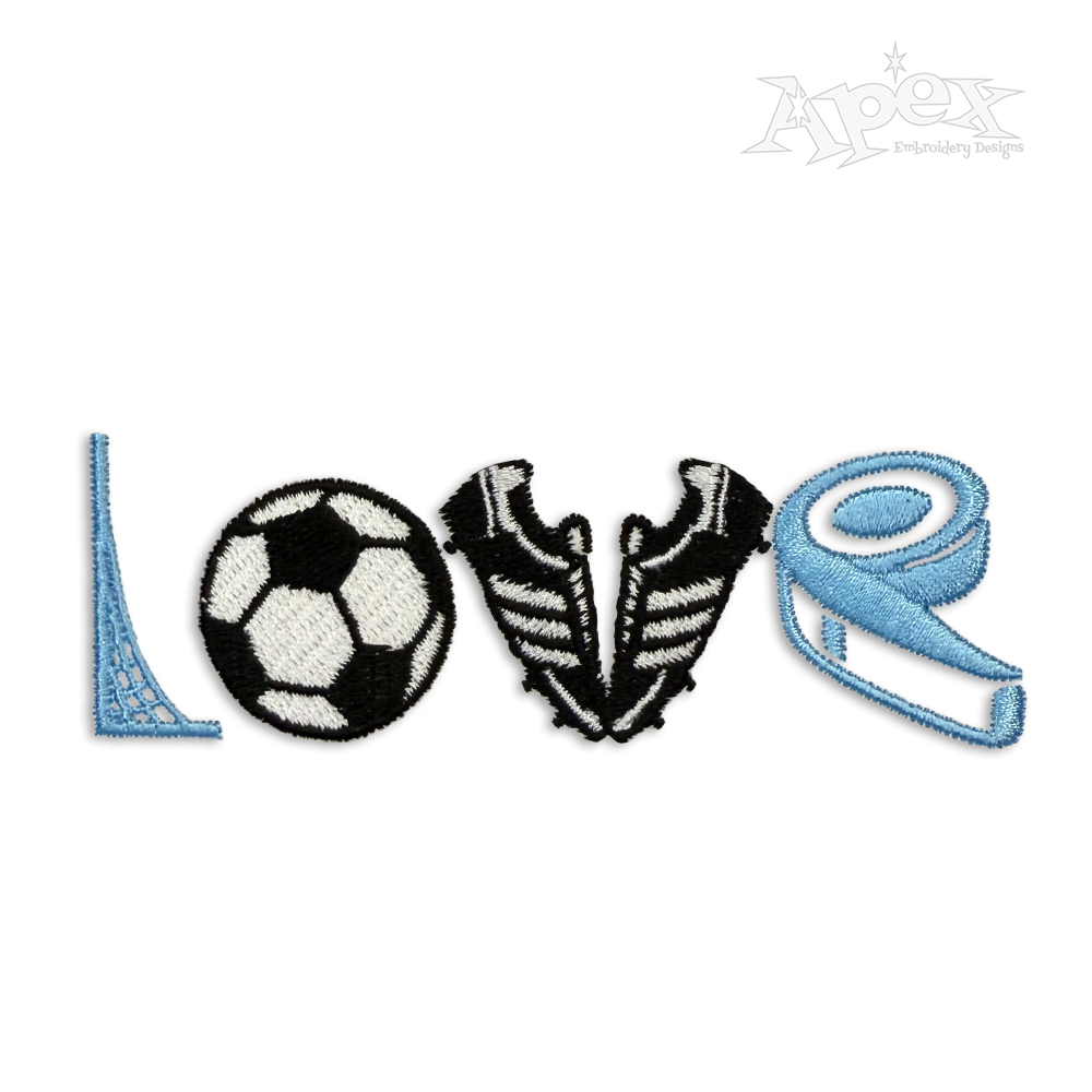 Love Soccer Logo Machine Embroidery Design by Apex