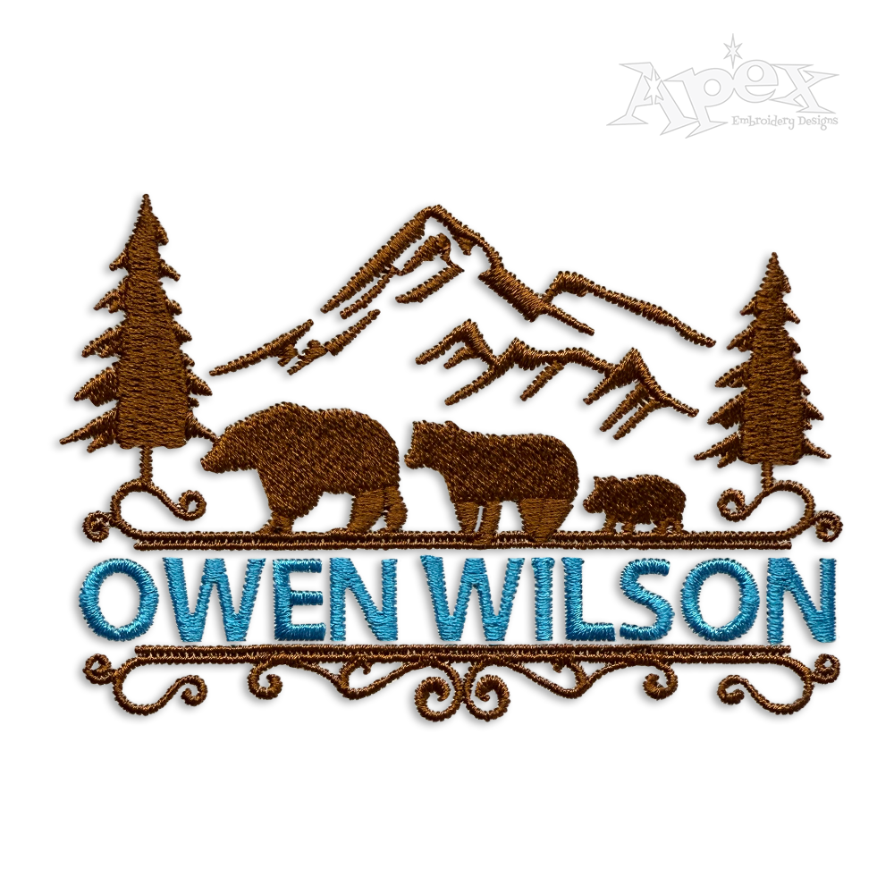 Bear Family Split Frame Machine Embroidery Design by Apex
