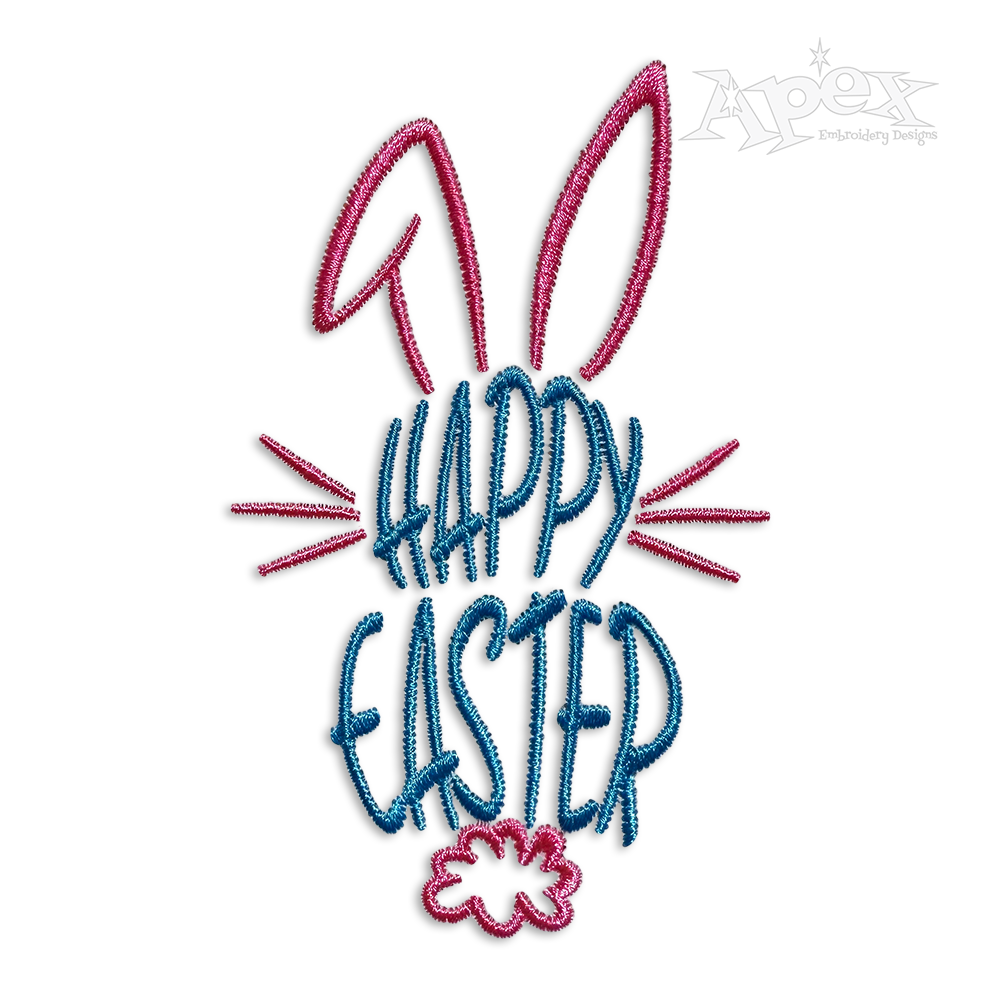 Happy Easter Bunny Word Art Machine Embroidery Design - Apex