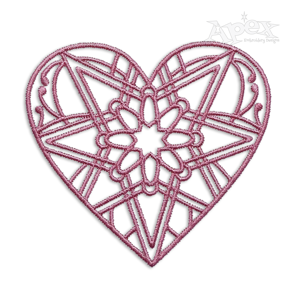 Mandala Heart Shaped Machine Embroidery Design | Apex