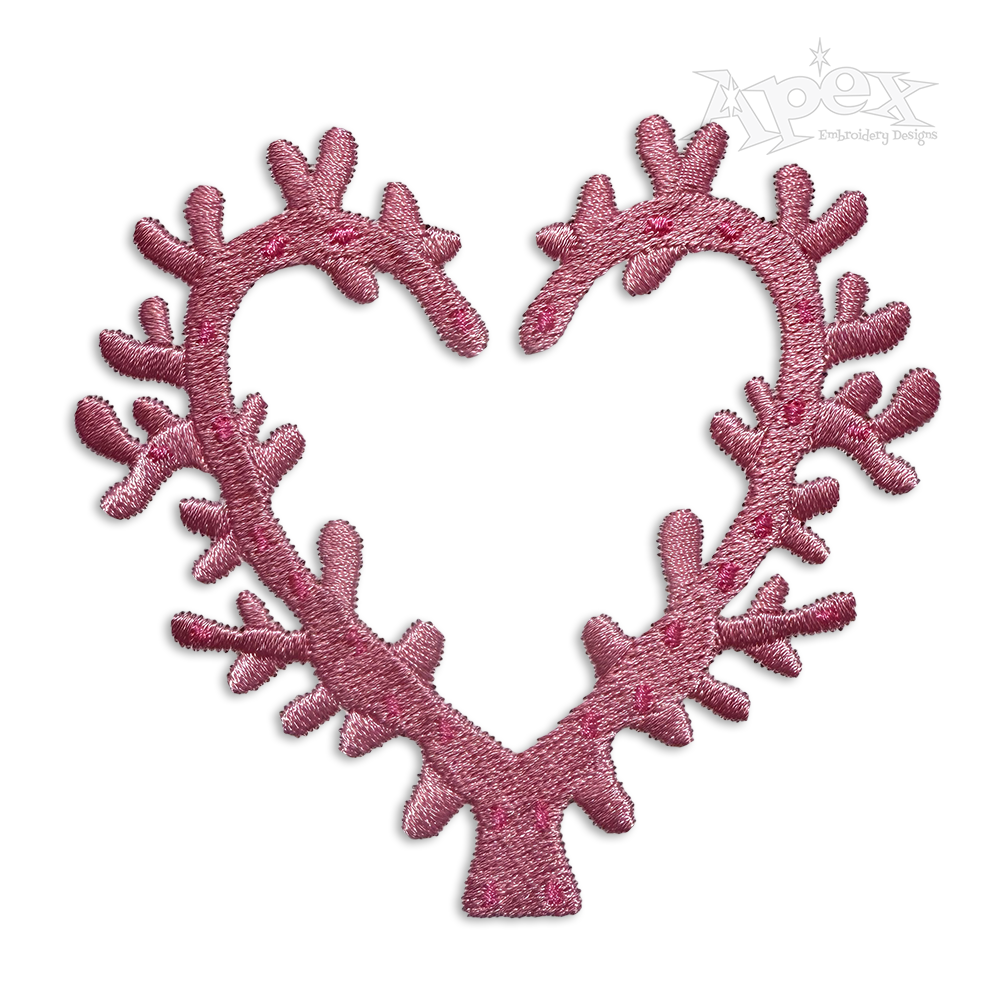 Coral Heart Shaped Machine Embroidery Design | Apex