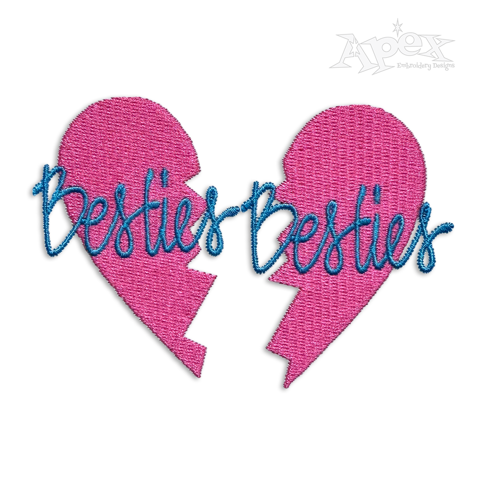 Besties Heart Machine Embroidery Design by Apex