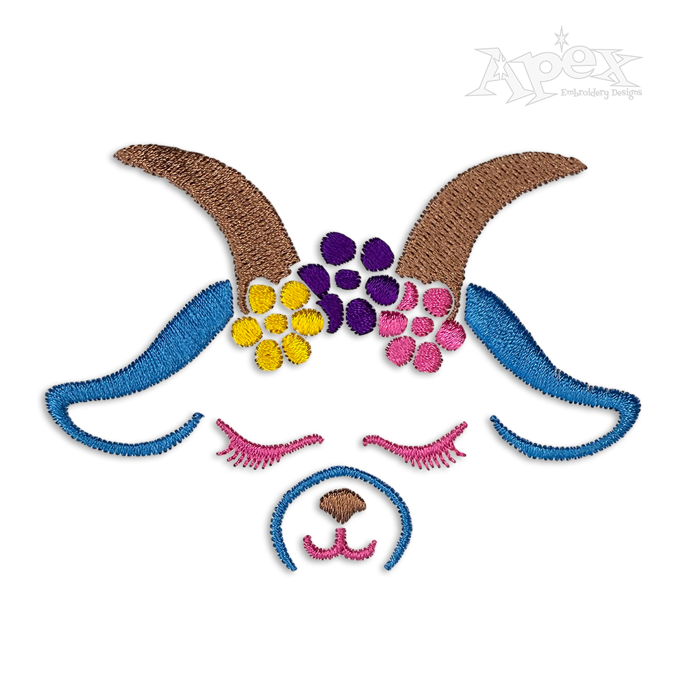 Floral Goat Face Machine Animal Embroidery Design by Apex