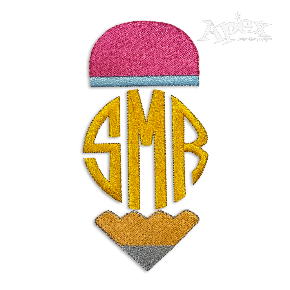 Pencil Split Frame Name Monogram Machine Embroidery Design