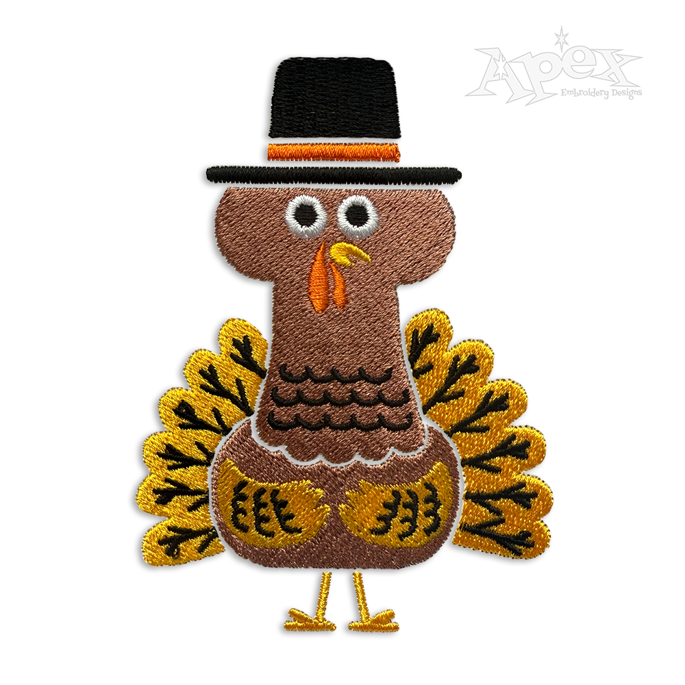 Pilgrim Thanksgiving Day Turkey Embroidery Design By Apex