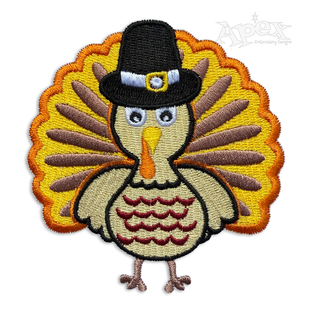 Thanksgiving Pilgrim Turkey Machine Embroidery Design 