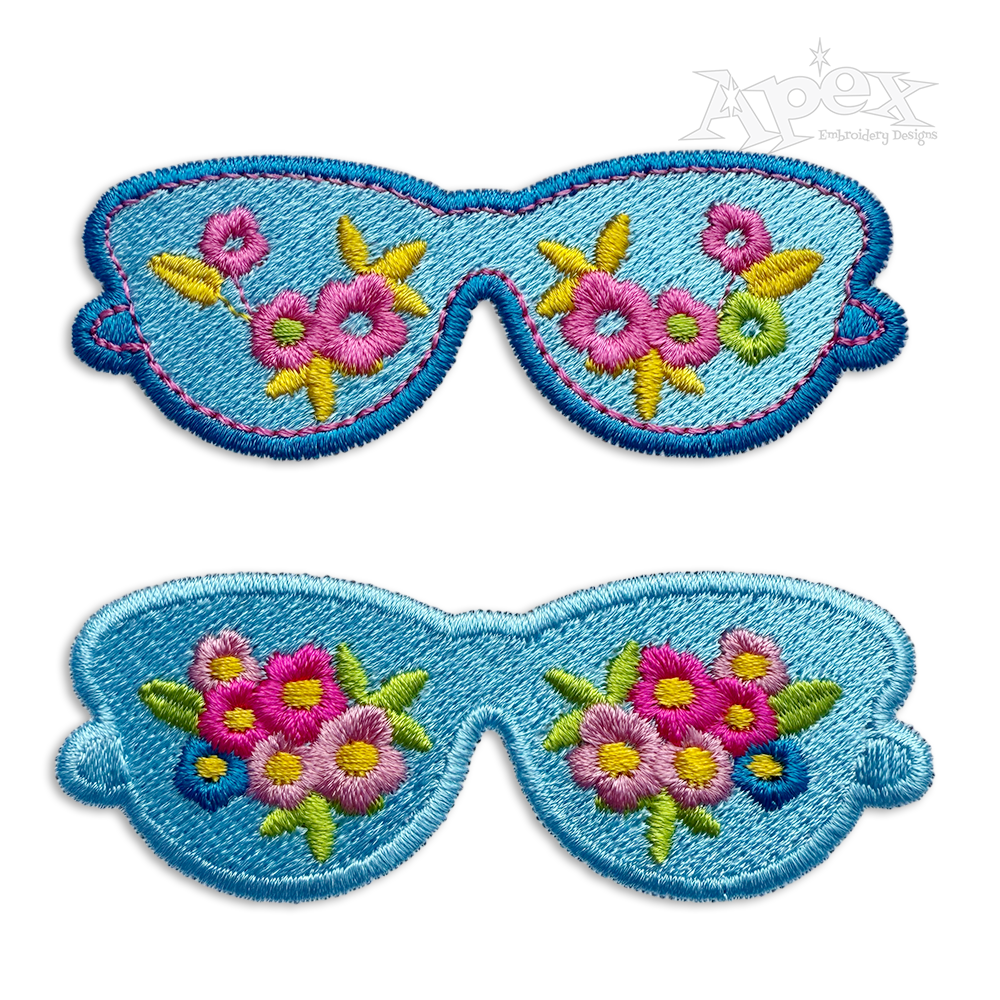 Spring Flowers Sunglasses Machine Embroidery Design by Apex