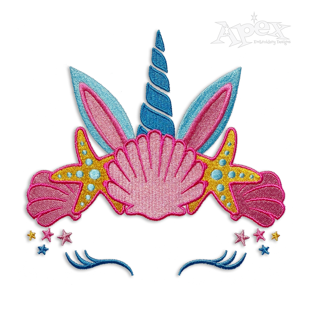 Seashell Unicorn Embroidery Designs