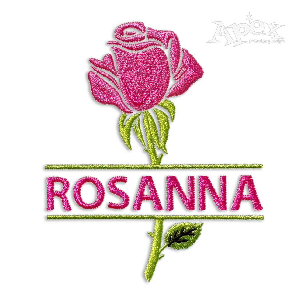 Rose Flower Split Name Machine Embroidery Frame Design