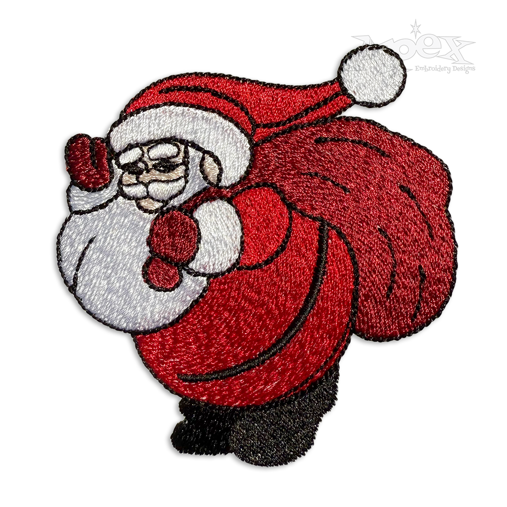 Jolly Santa Claus with Bag Machine Embroidery Design