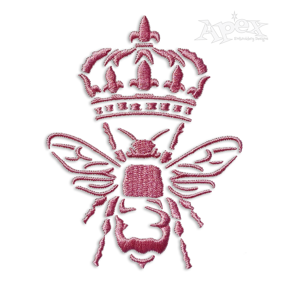 Queen Bee Cute Machine Embroidery Design by Apex