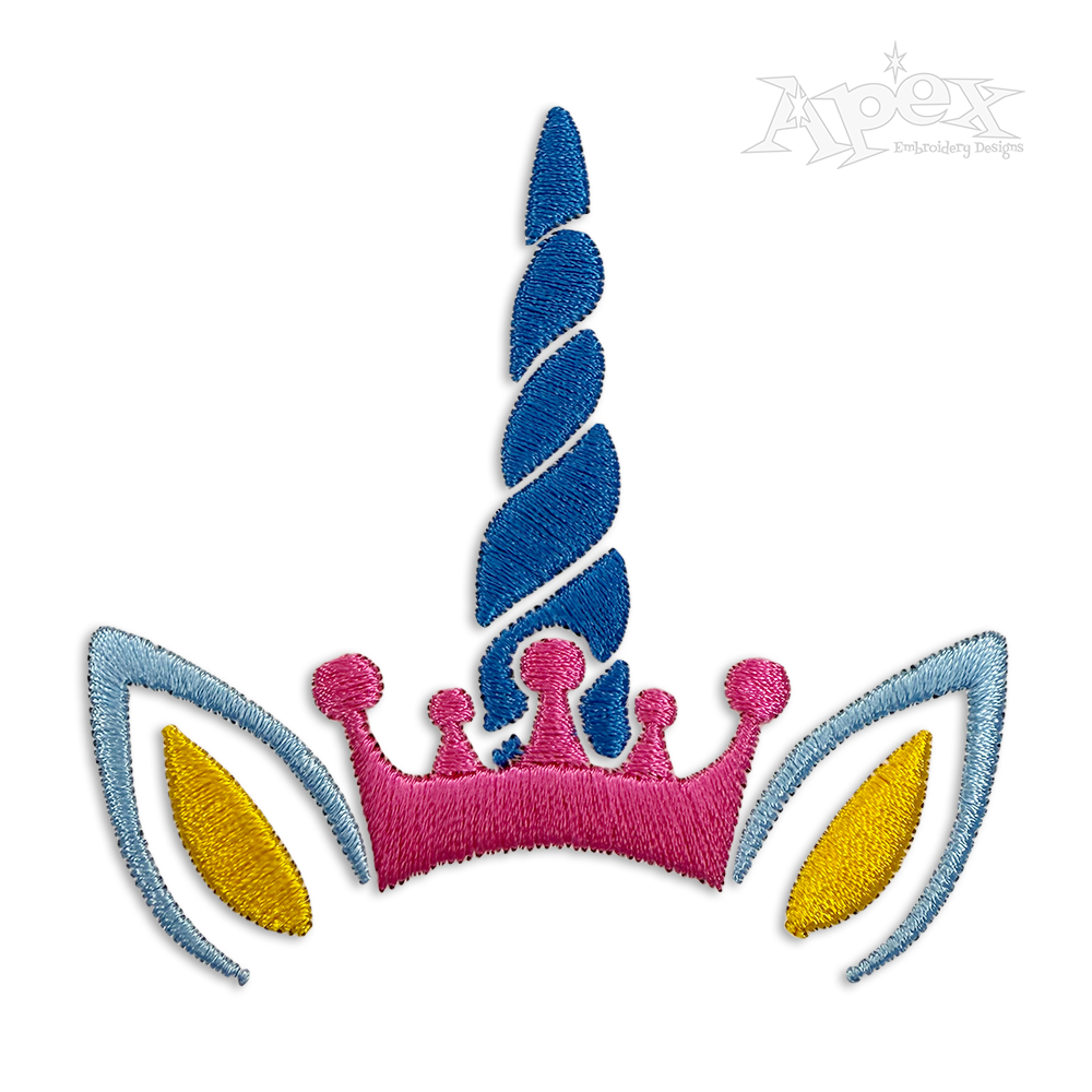 Unicorn Crown Flower Wreath Machine Embroidery Design