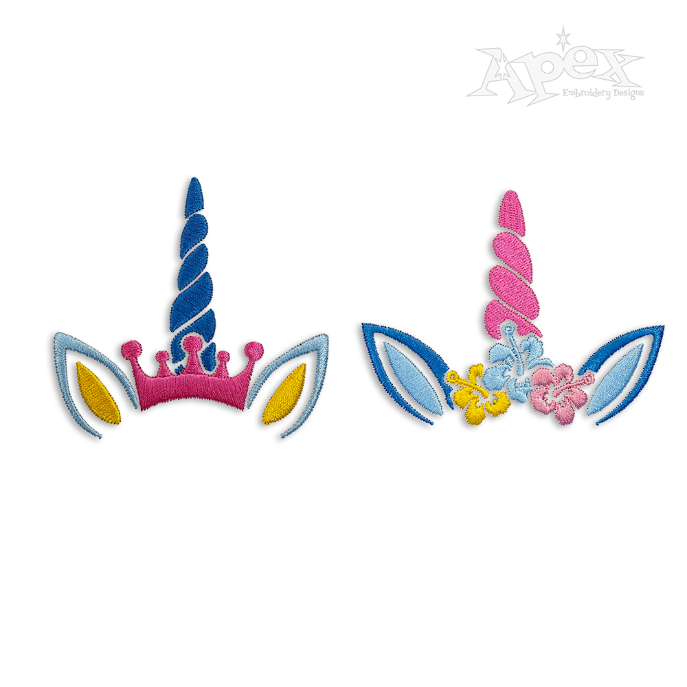 Unicorn Crown Flower Wreath Machine Embroidery Design