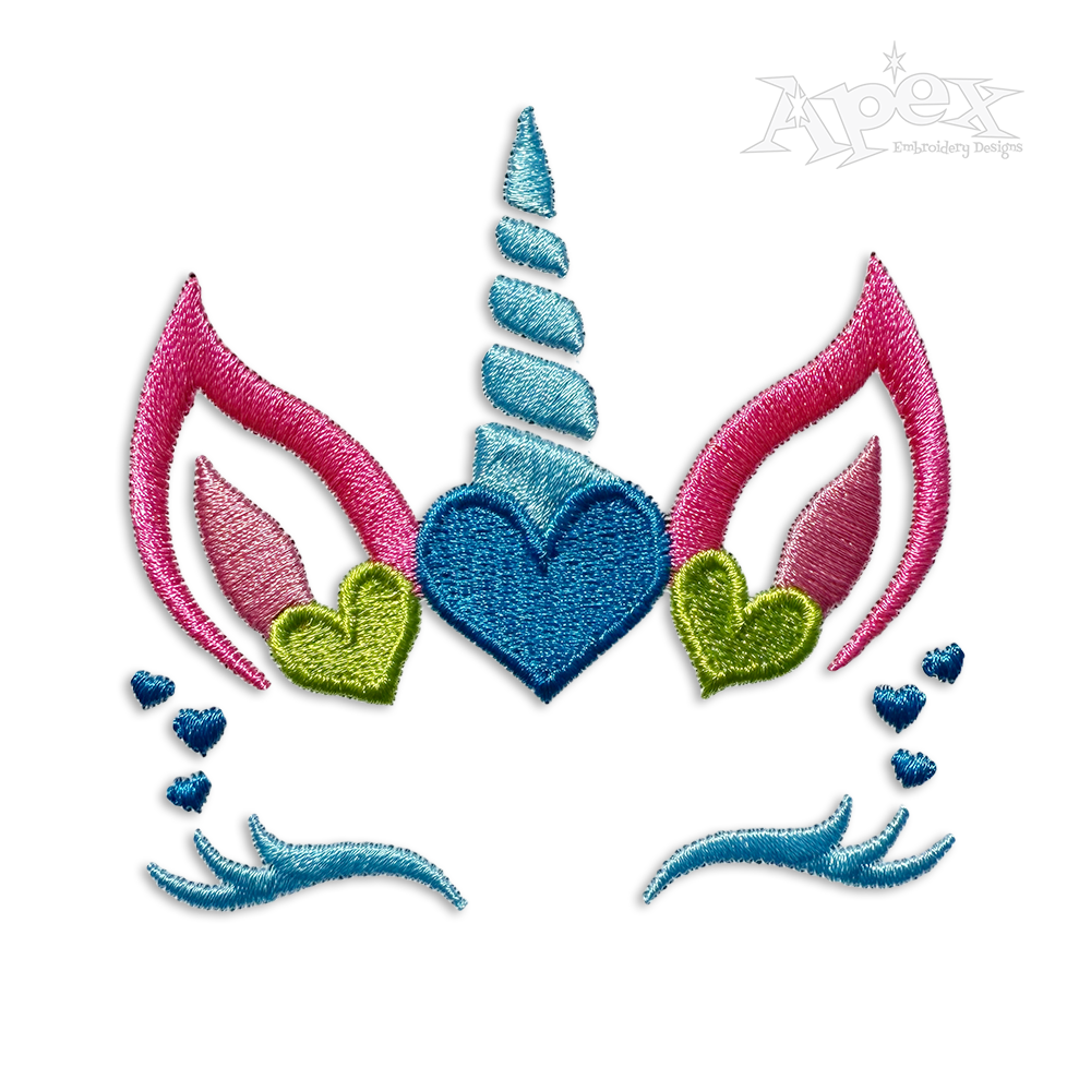 Unicorn with Shabby Hearts Machine Embroidery Design | Apex