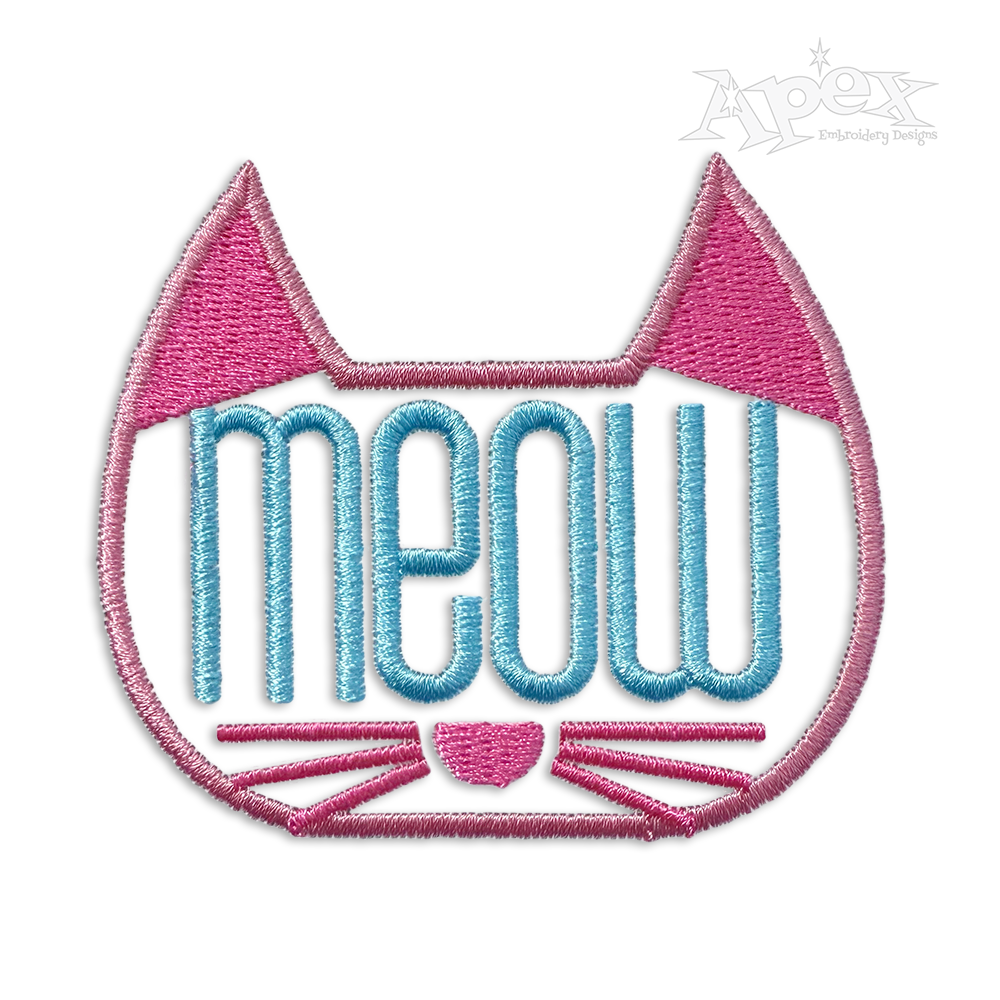 Meow Cat Machine Embroidery Design by Apex