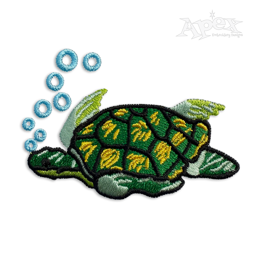 Sea Ocean Turtle Machine Embroidery Design by Apex