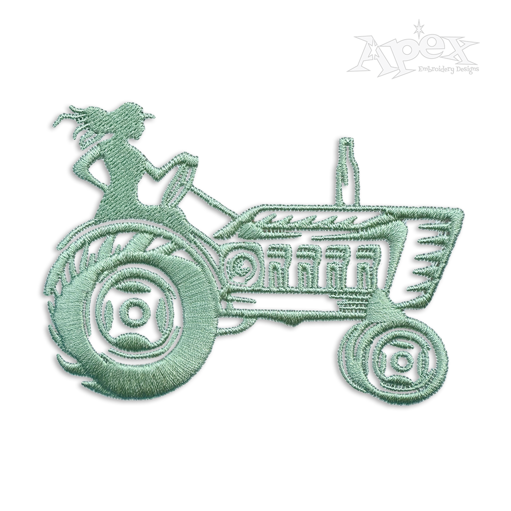 Super Farmer with Farm Tractor Machine Embroidery Design by Apex
