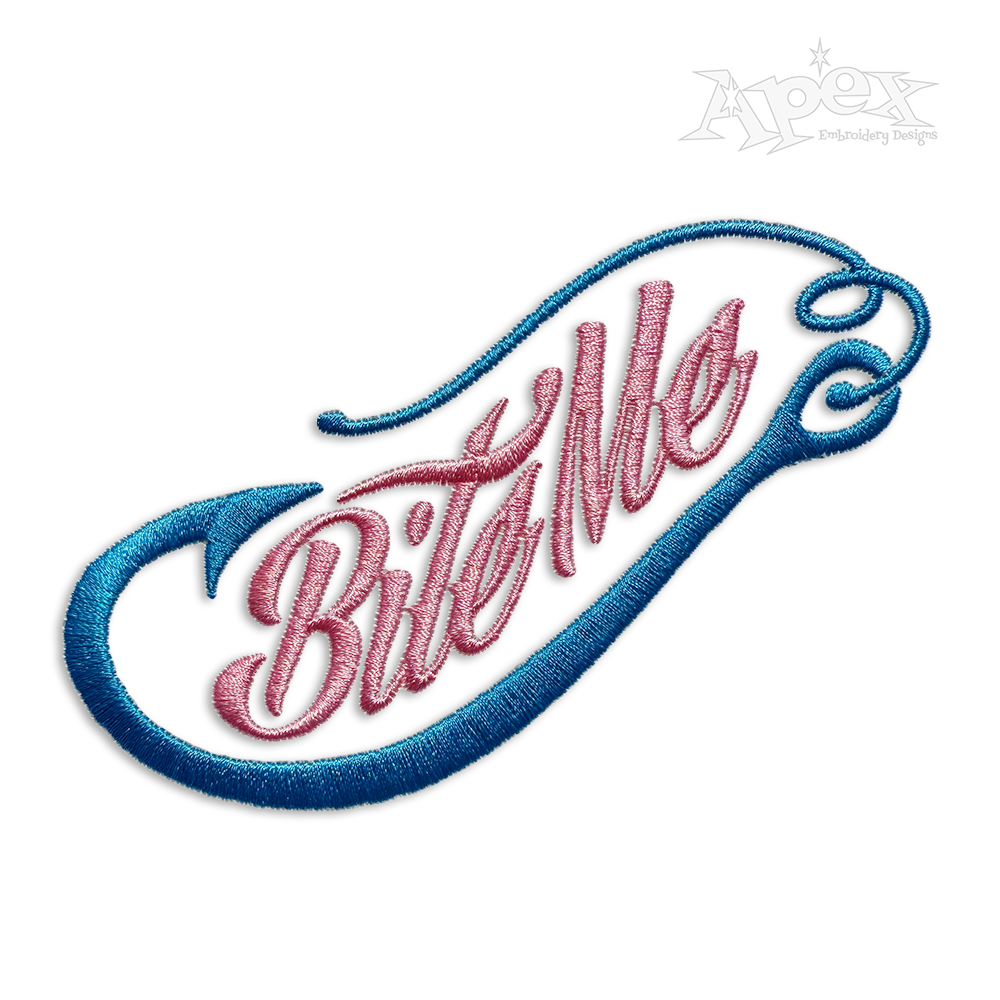 Bite Me Machine Embroidery Design Fishing Hook Fisherman