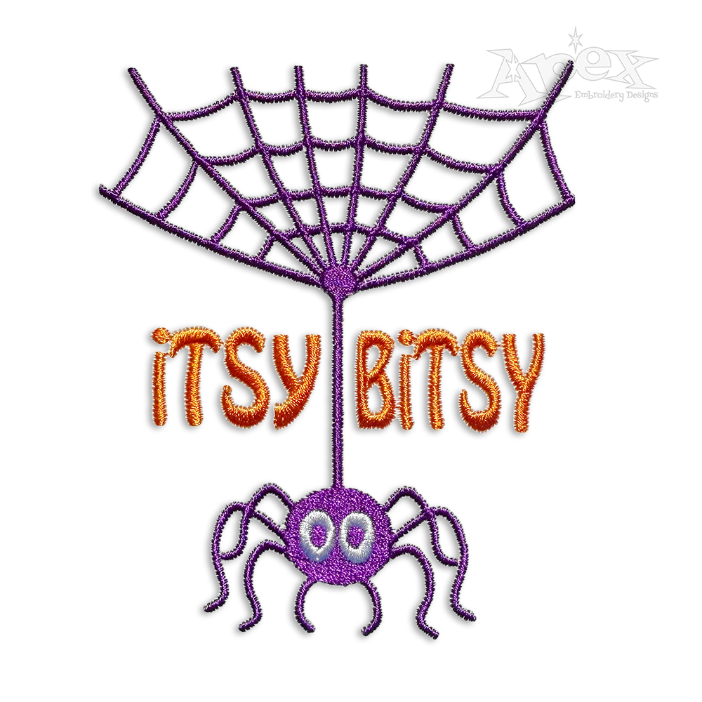 Itsy Bitsy Spider Web Word Art Machine Embroidery Design